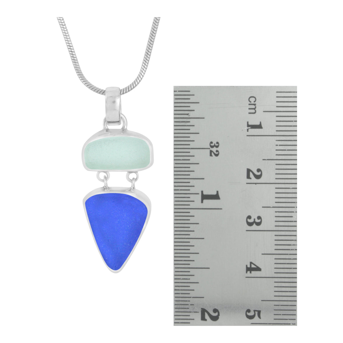 Simplely elagant Aqua and Cobalt Blue Sea Glass Pendant