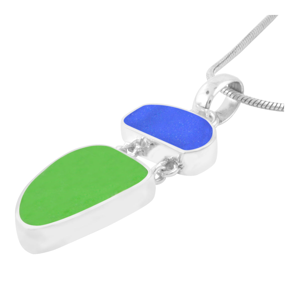 Simplely elagant Aqua and Cobalt Blue Sea Glass Pendant