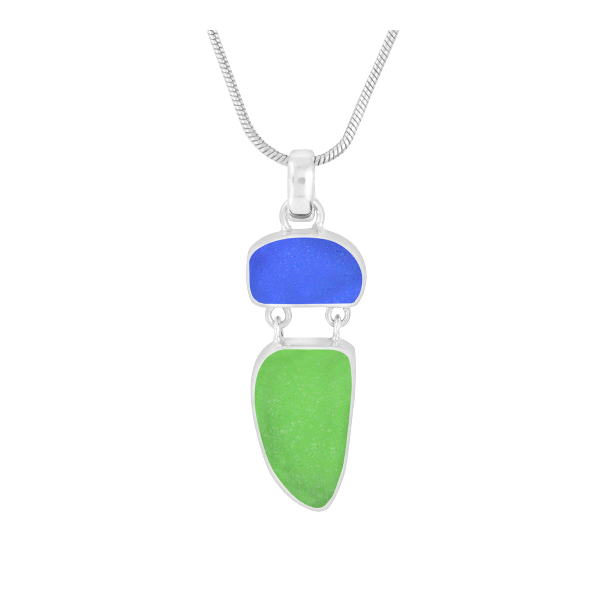 Simplely elagant Aqua and Cobalt Blue Sea Glass Pendant