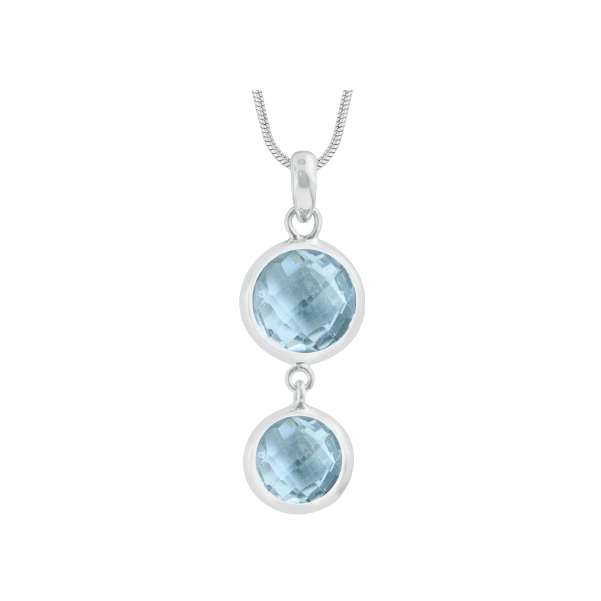 Silver Pendant With Blue Topaz Round Briolet