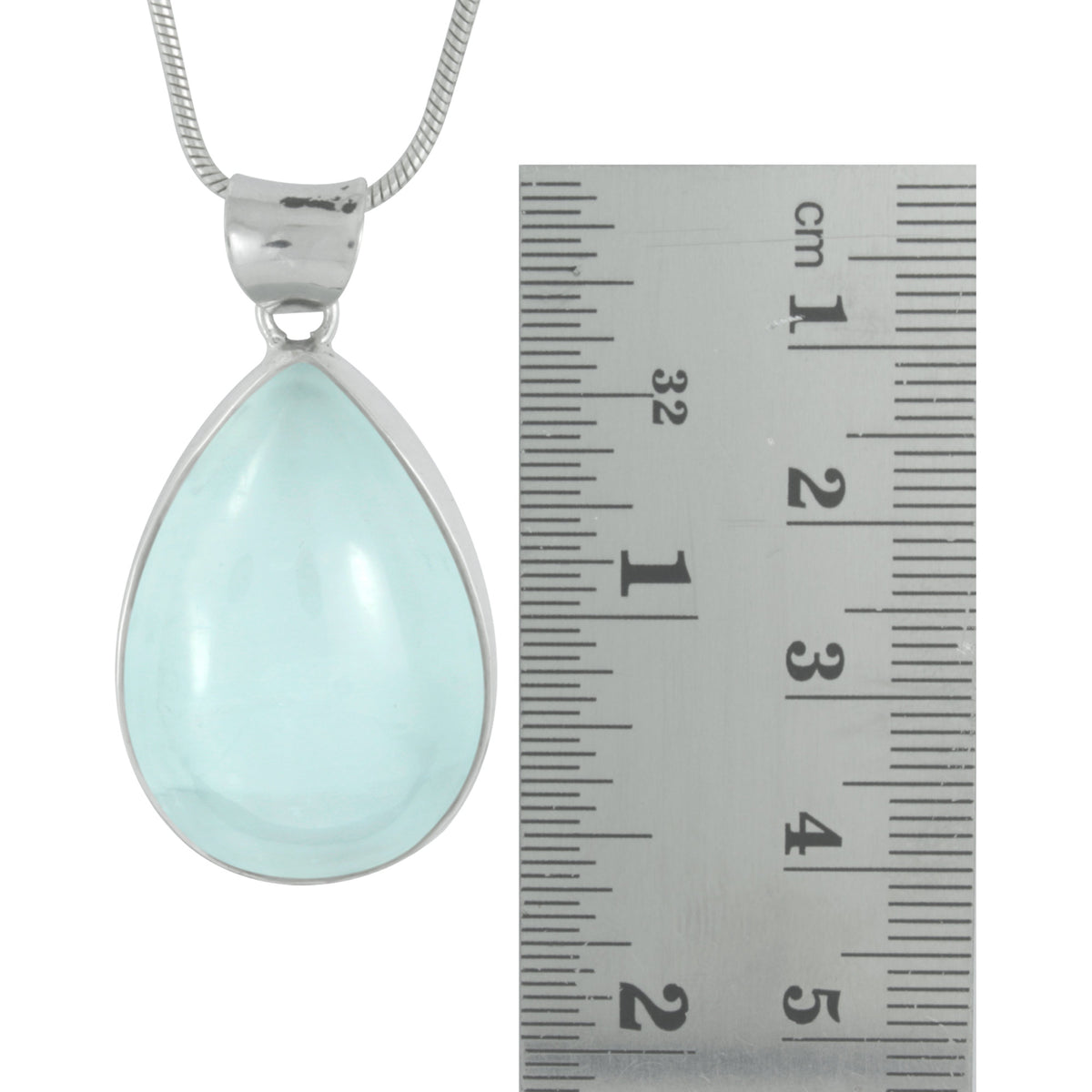 Silver Pendant With Selenite Pear