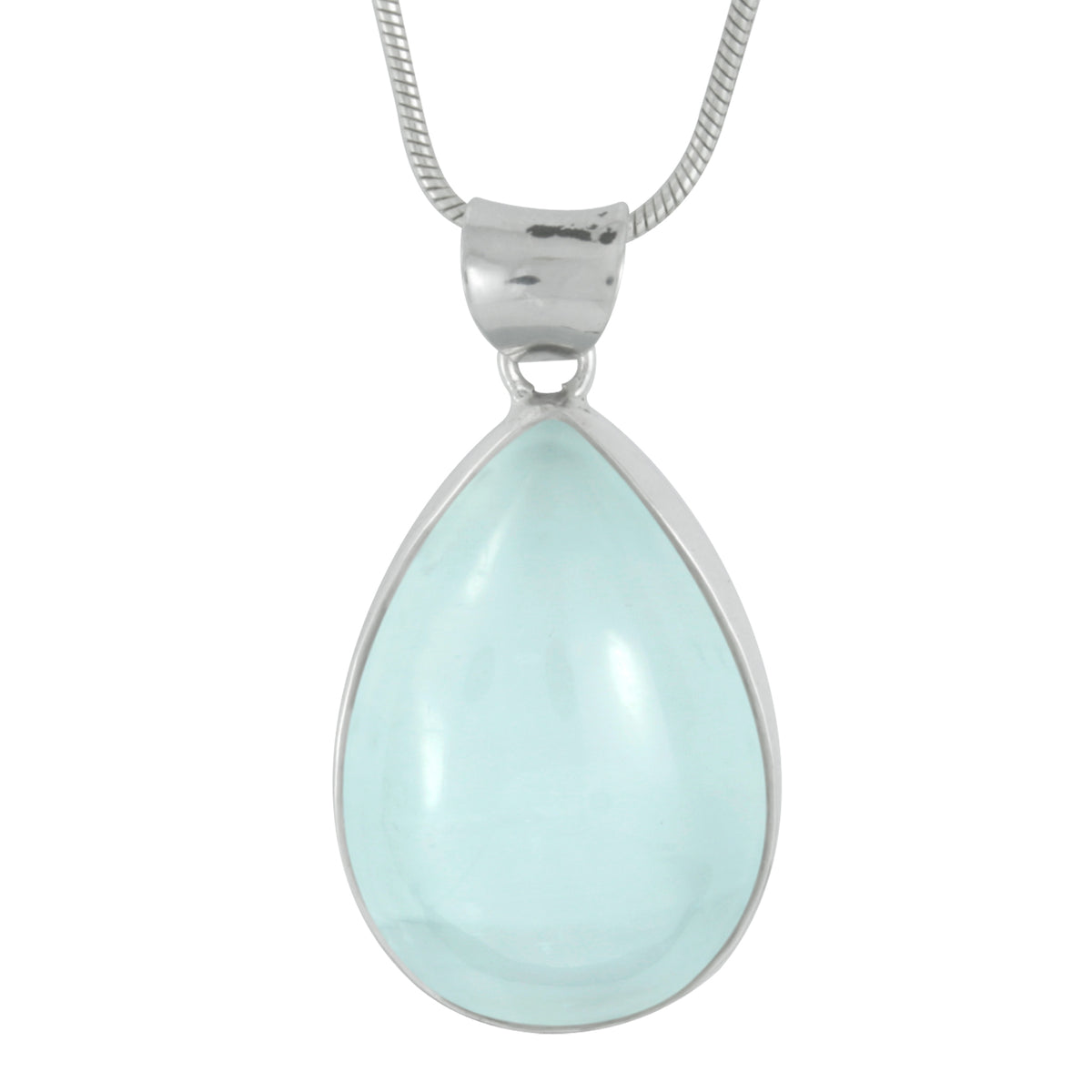 Silver Pendant With Selenite Pear