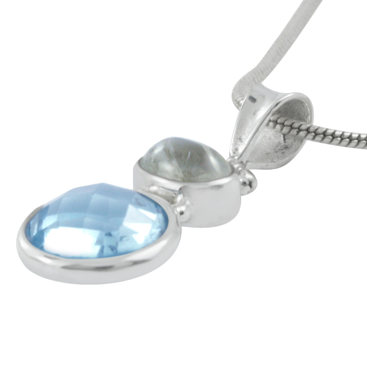 Gorgeous Rainbow Moonstone and Blue Topaz Pendant