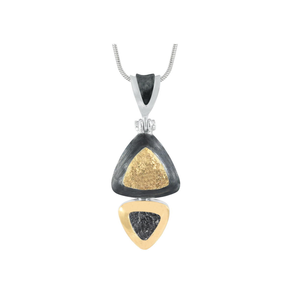 Silver Pendant With  2 Texture Component Triangle