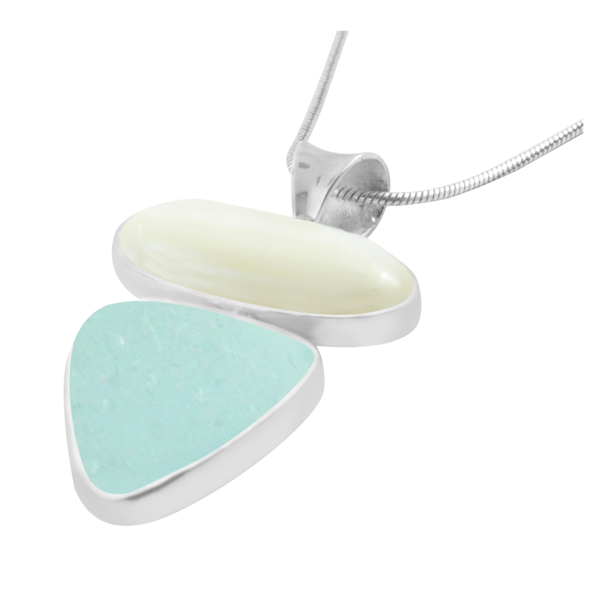 Gorgeous Mother Of Pearl and Sea Glass Pendant