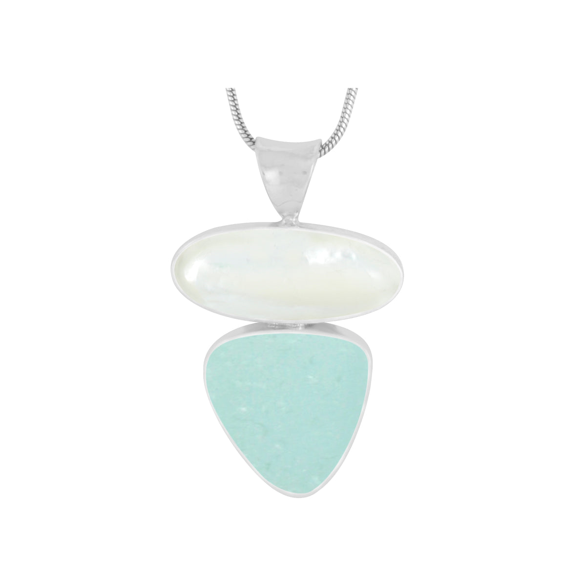 Gorgeous Mother Of Pearl and Sea Glass Pendant