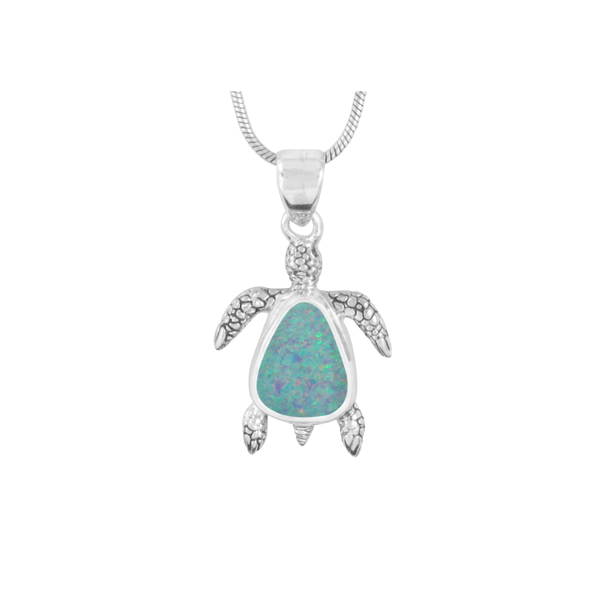 Silver Pendant With Turtle Component &amp; Opal Free Form