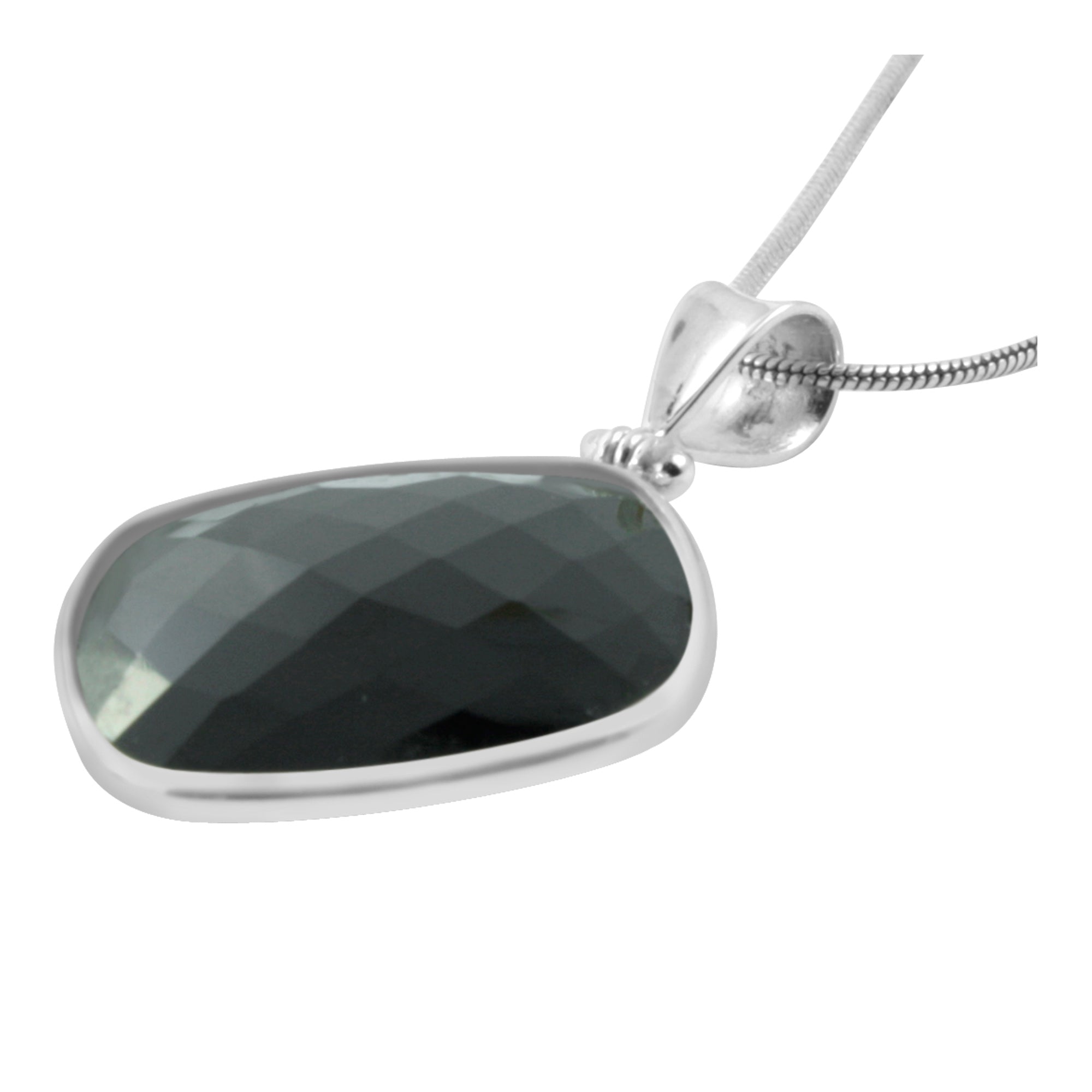 Simply Stunning Silver Pendant With Onyx Square Briolet