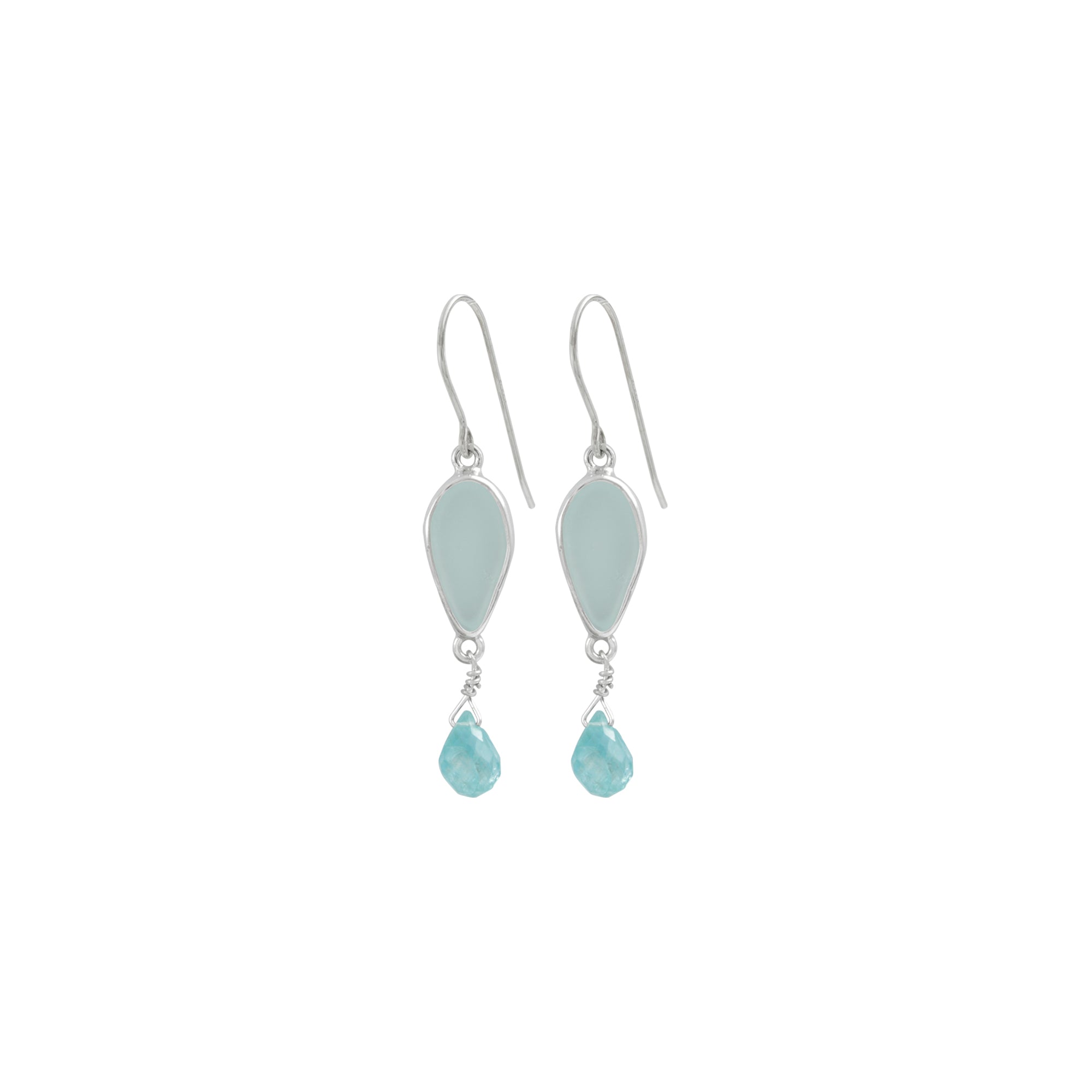 Charming Sea Glass Earring with Blue Topaz drops