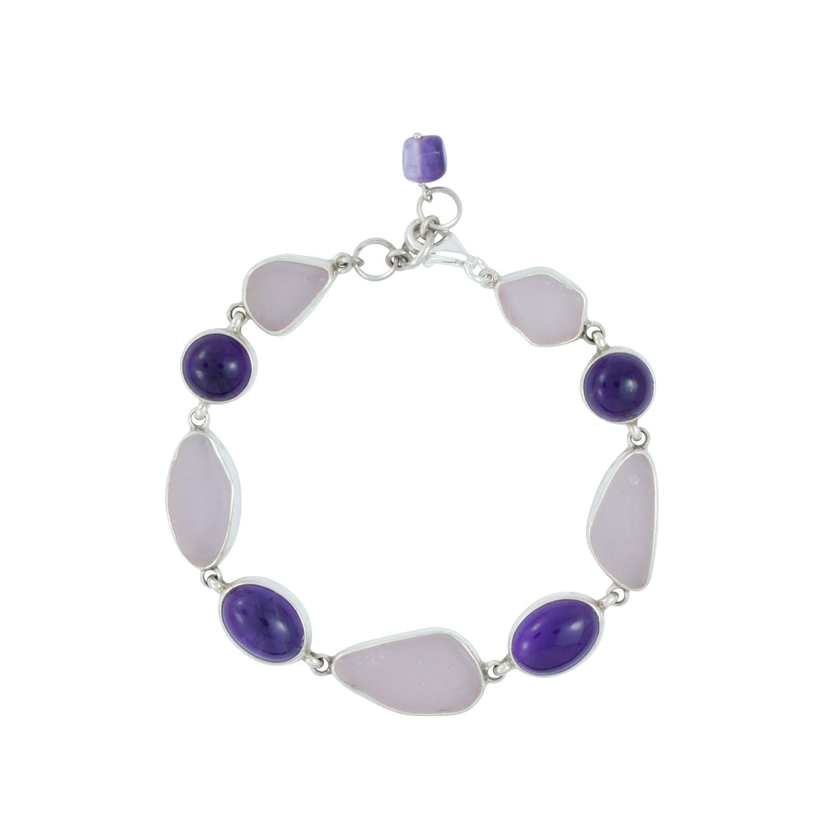 Stunning Amythyst &amp; Lavander Seaglass Bracelet