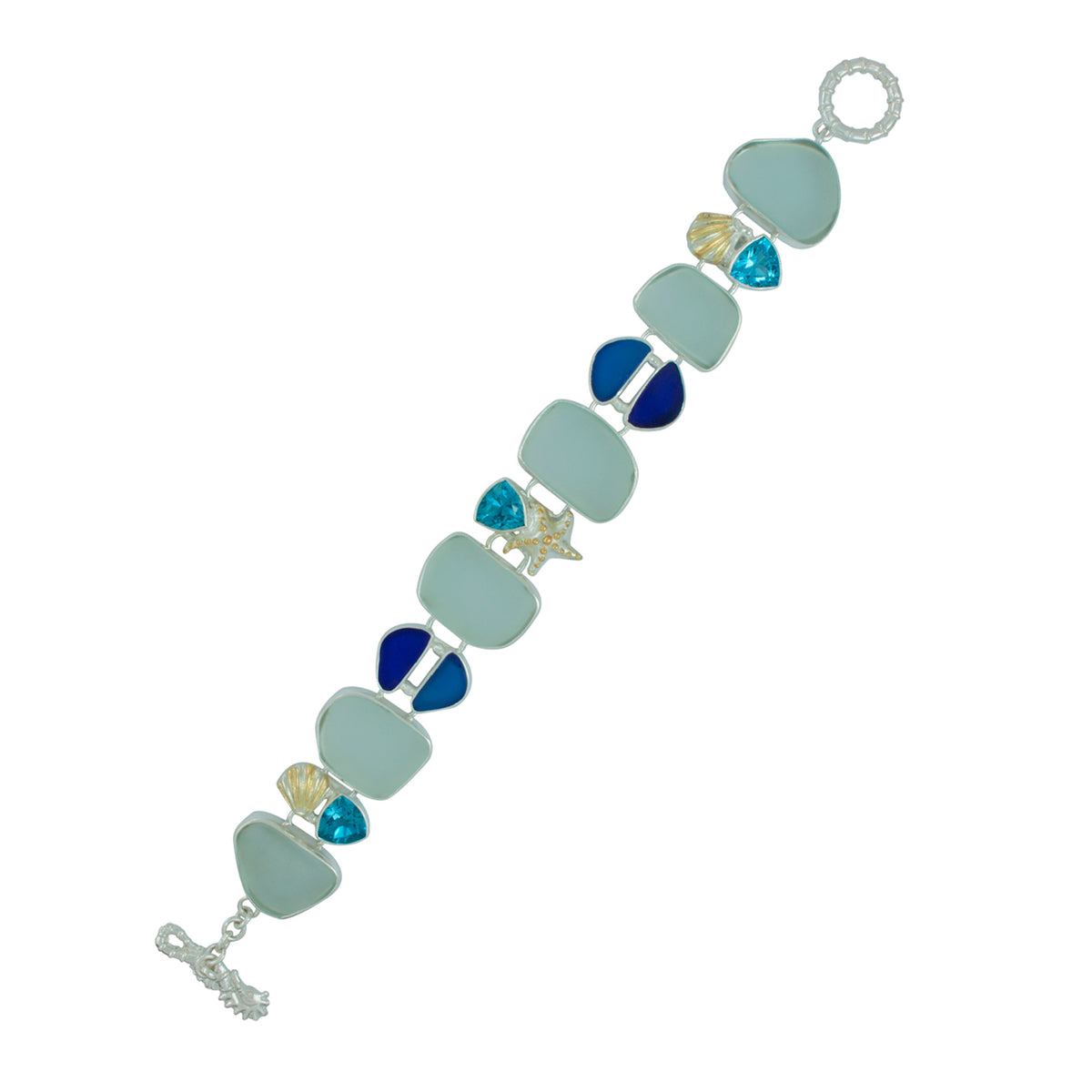 Exquisite Sea Glass bracelet with Sea life and gem stones..a must have !