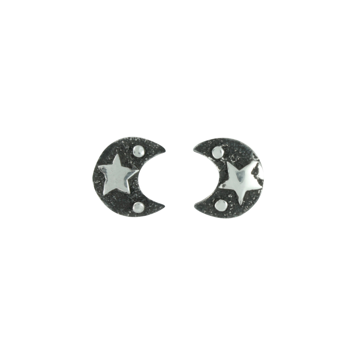 Moon Stud Earring With Silver