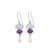 Silver Earring With Pearl White Keishi, Amethyst Oval, Pearl Drop