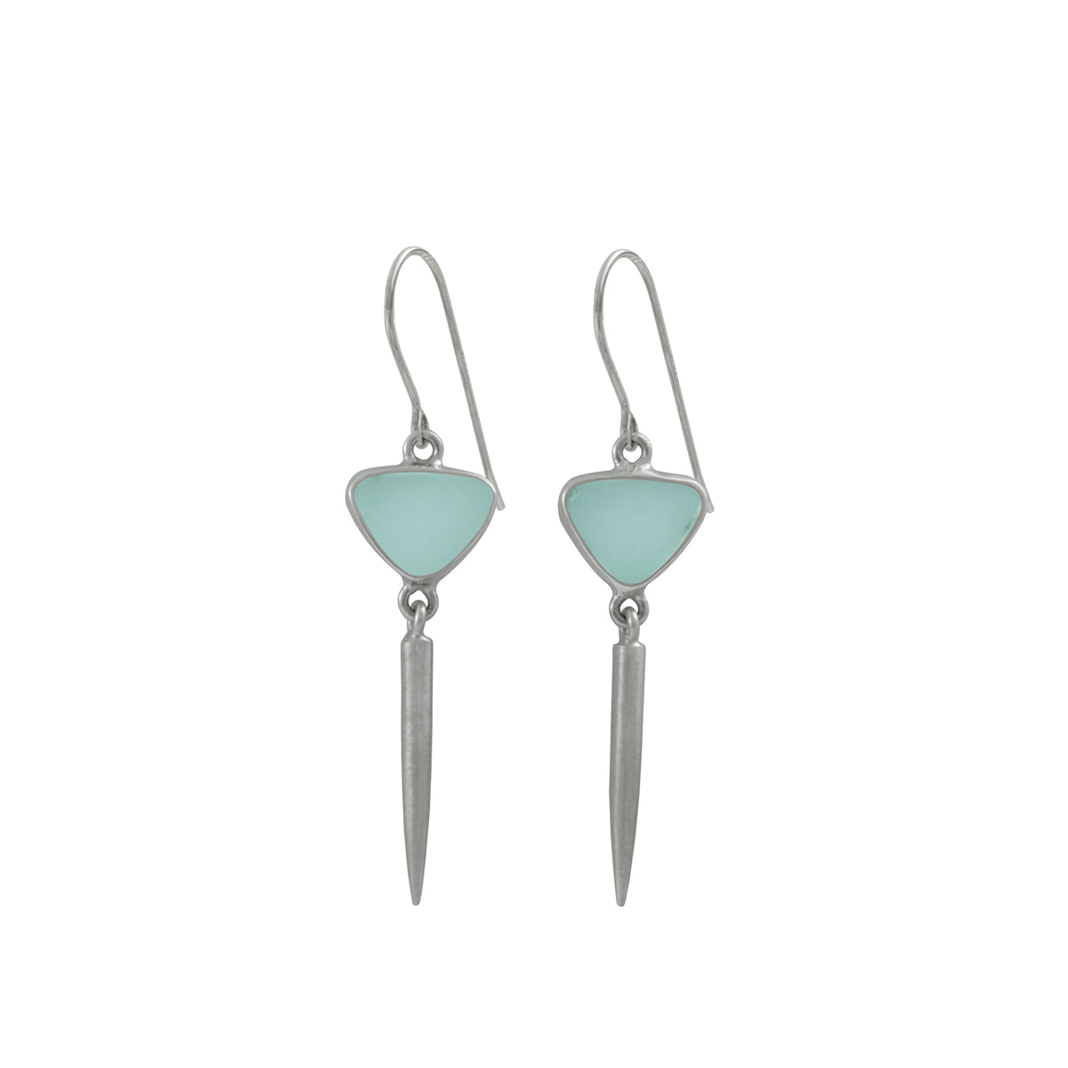 Contemporary Sea Glass Earring with Silver Spike