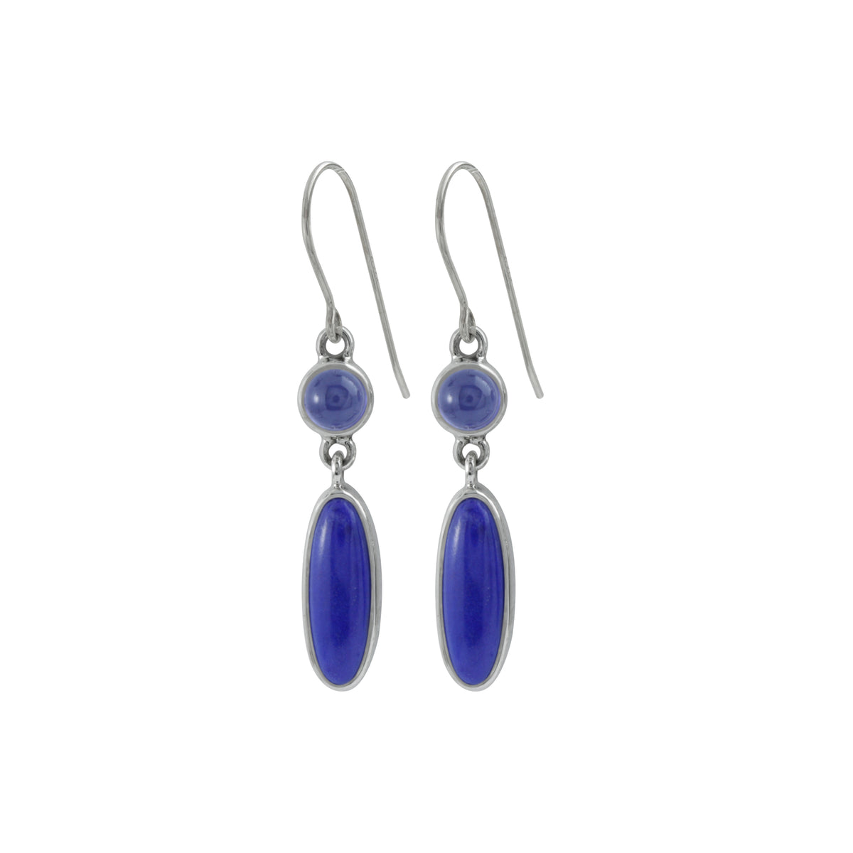 Simple yet Elegant Iolite And Lapis Silver Earrings.