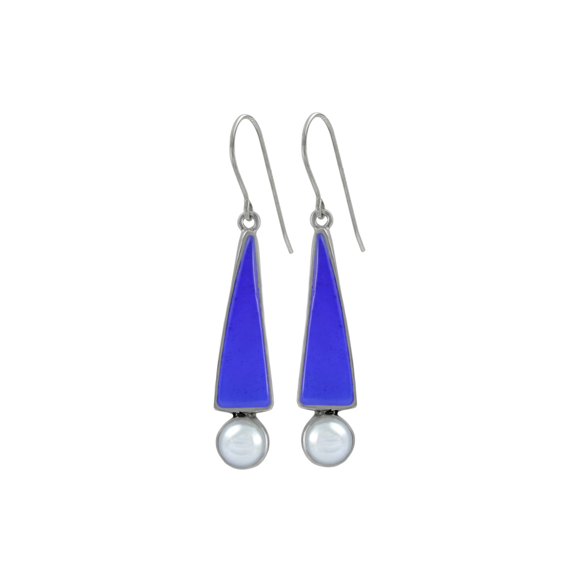 Sensational Pearl Cobalt Blue Sea Glass Earring