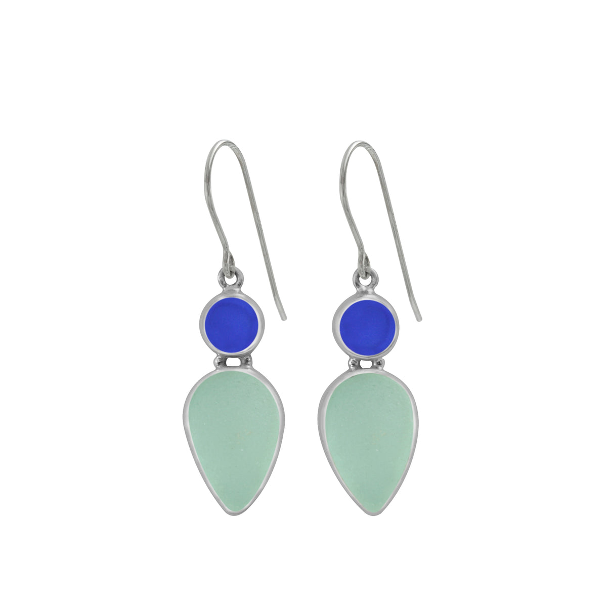 Stunning Aqua and Blue Sea Glass earring