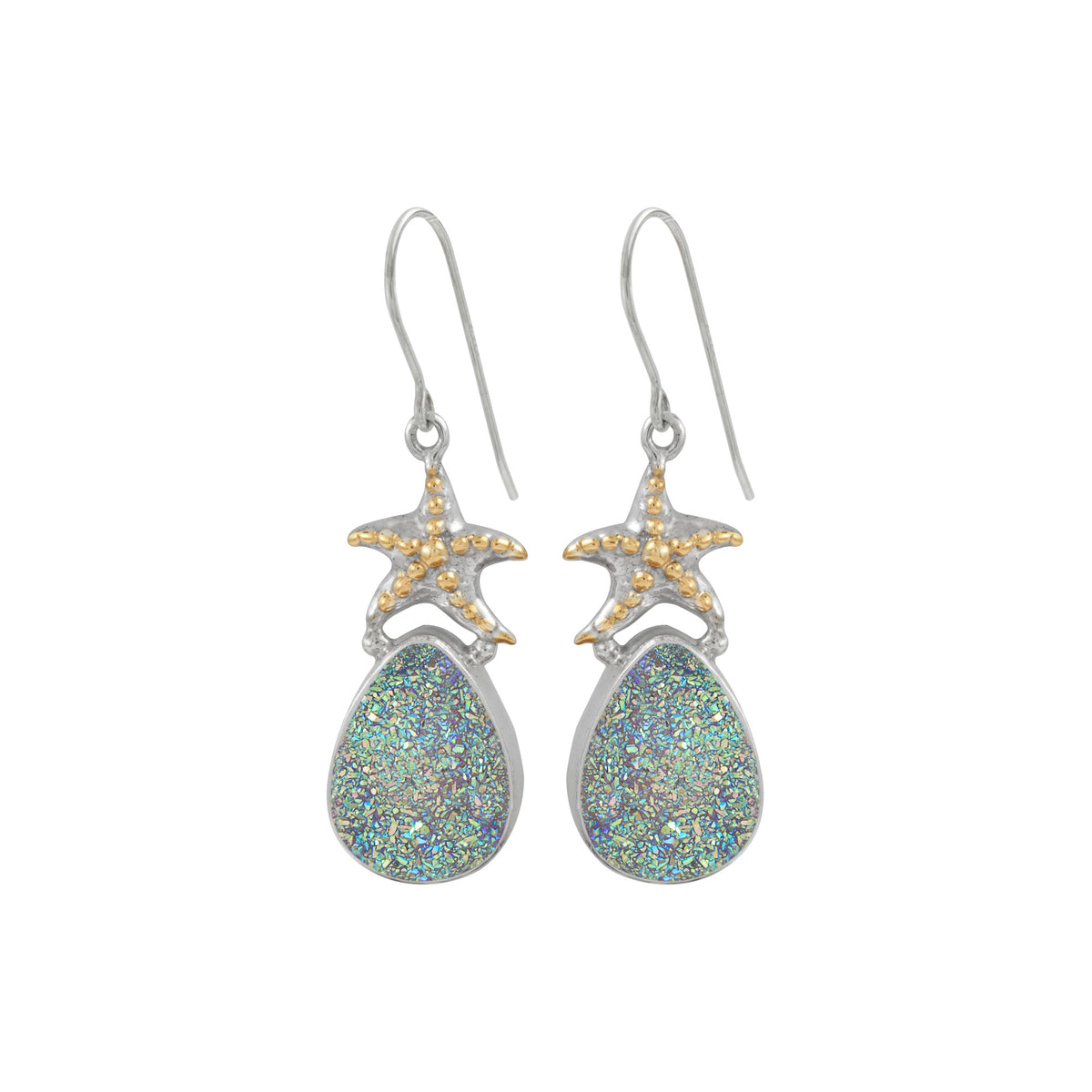 Silver Starfish Druze earring dazzling sparkle gives this Druzy earring a sensational shimmer