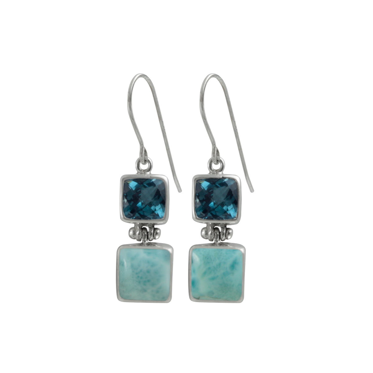 Stunning London Blue Topaz and Larimar silver earring