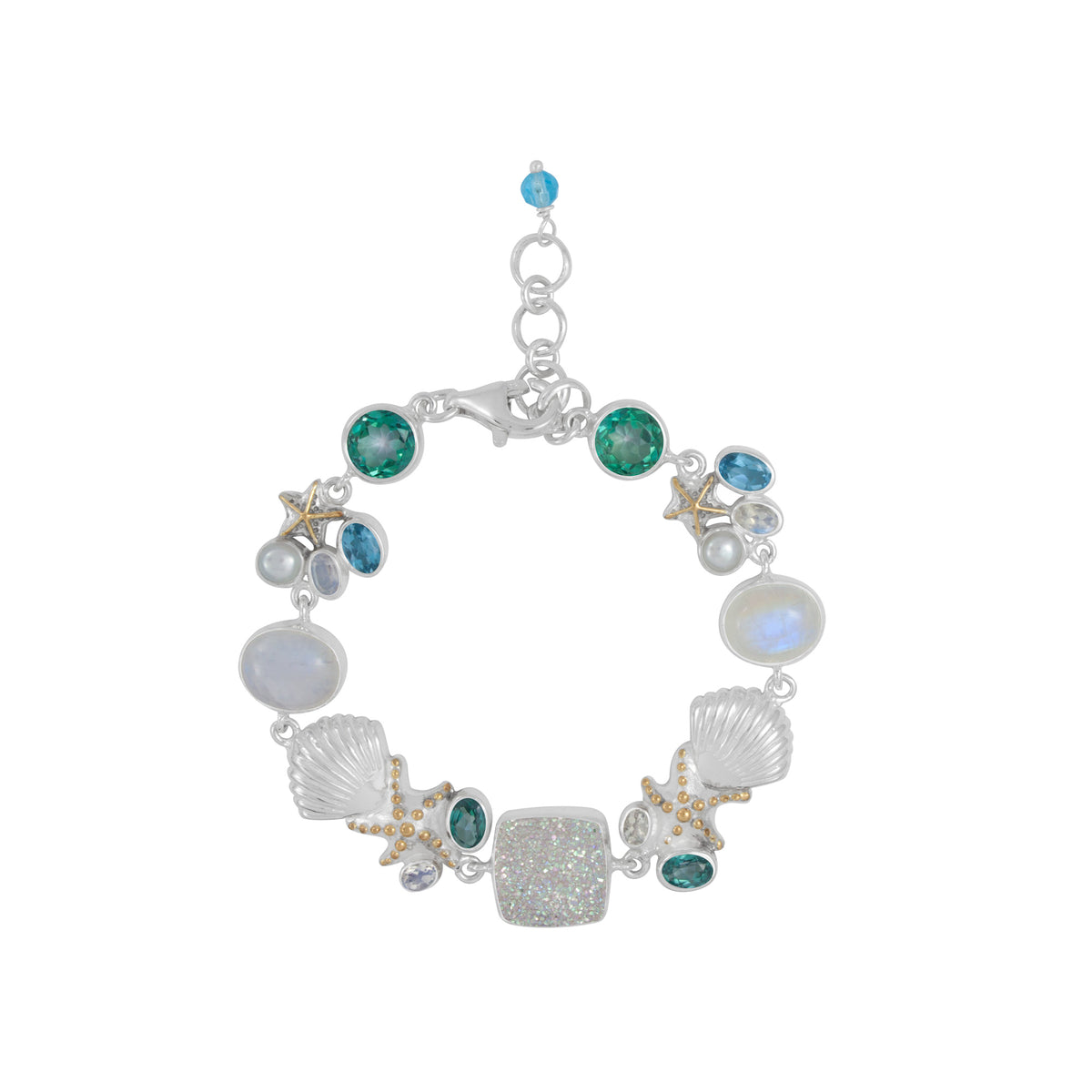 Exquisite Sealife Bracelet with Gemstones and Druze