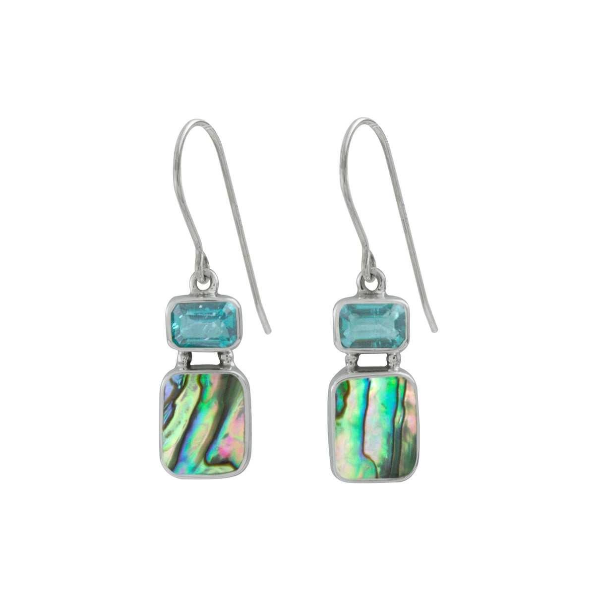 Shimmering Paua Shell and Green Topaz Earrings