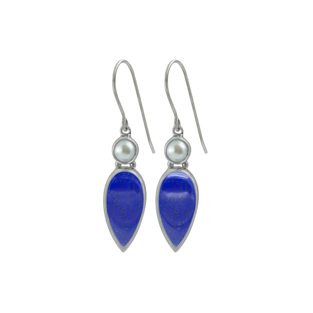 Lapis and Pearl Silver Earring....A summer Must have!