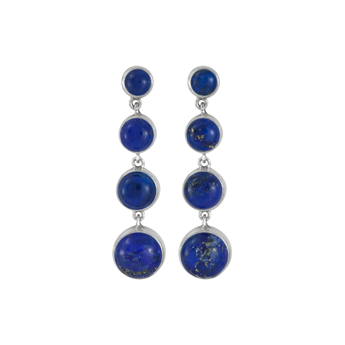 Silver Earring With 4 Lapis Round