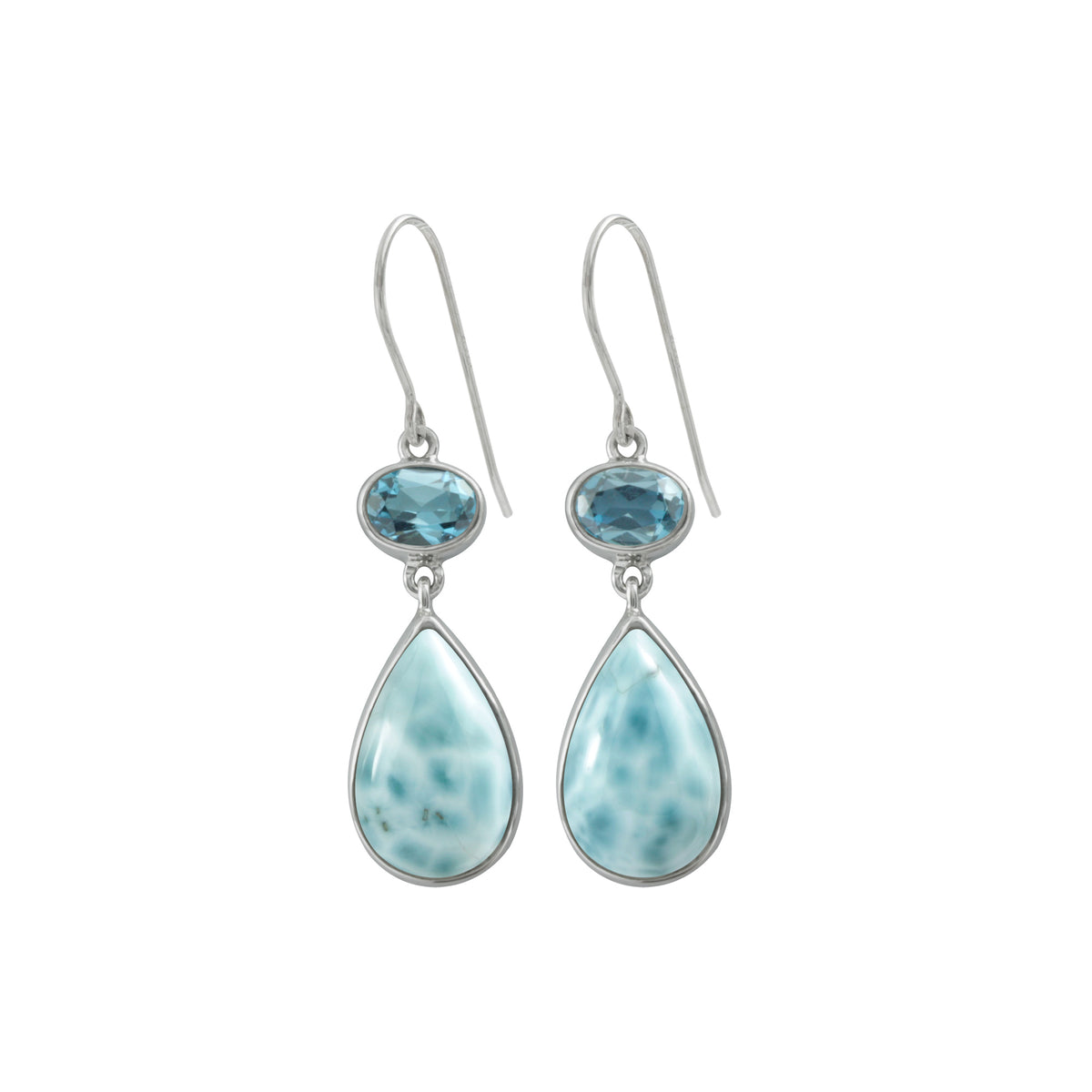 Caribbean Summer - Larimar and Blue Topaz Earrings