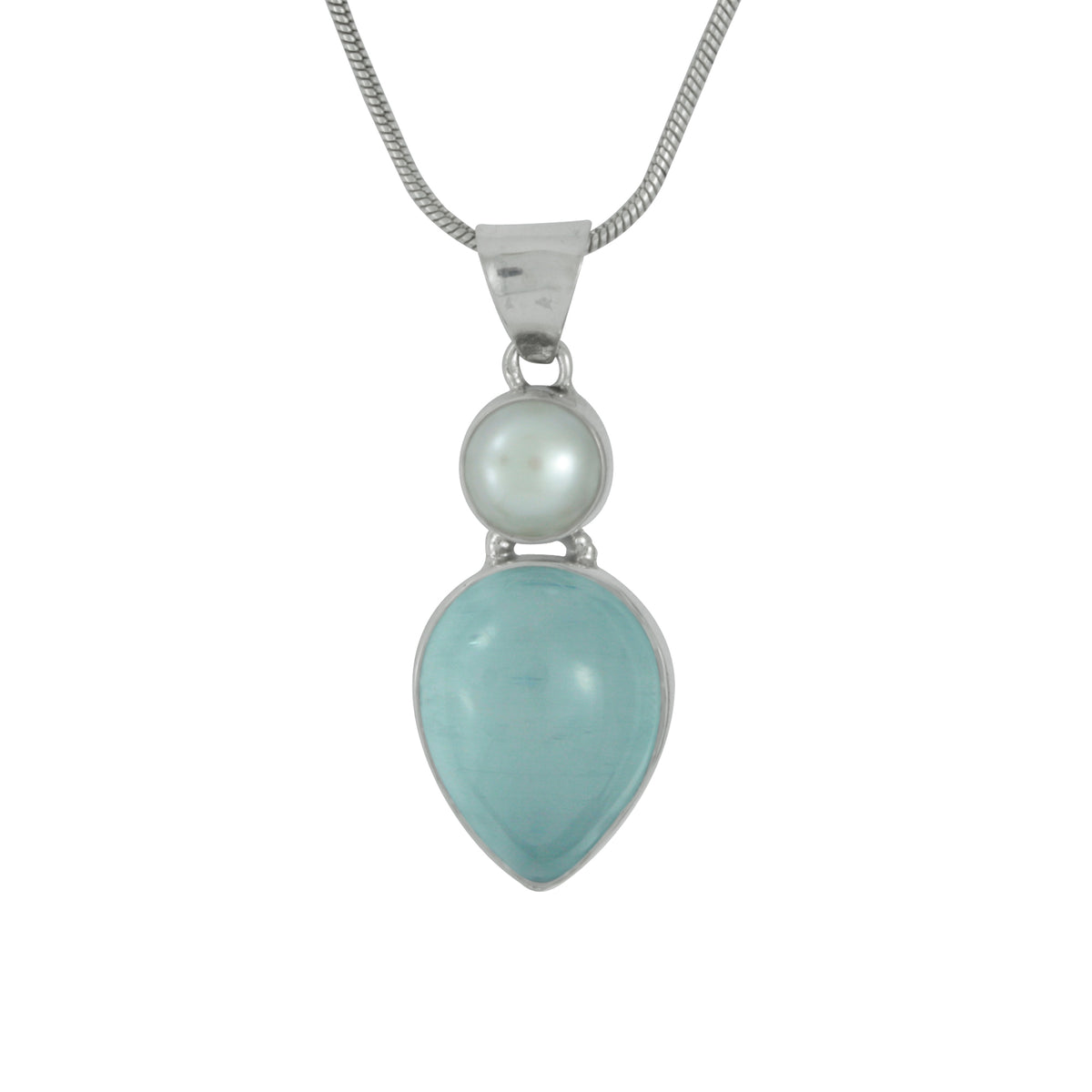 Gorgeous Caribbean  blue Pendant with Selinite and Pearl