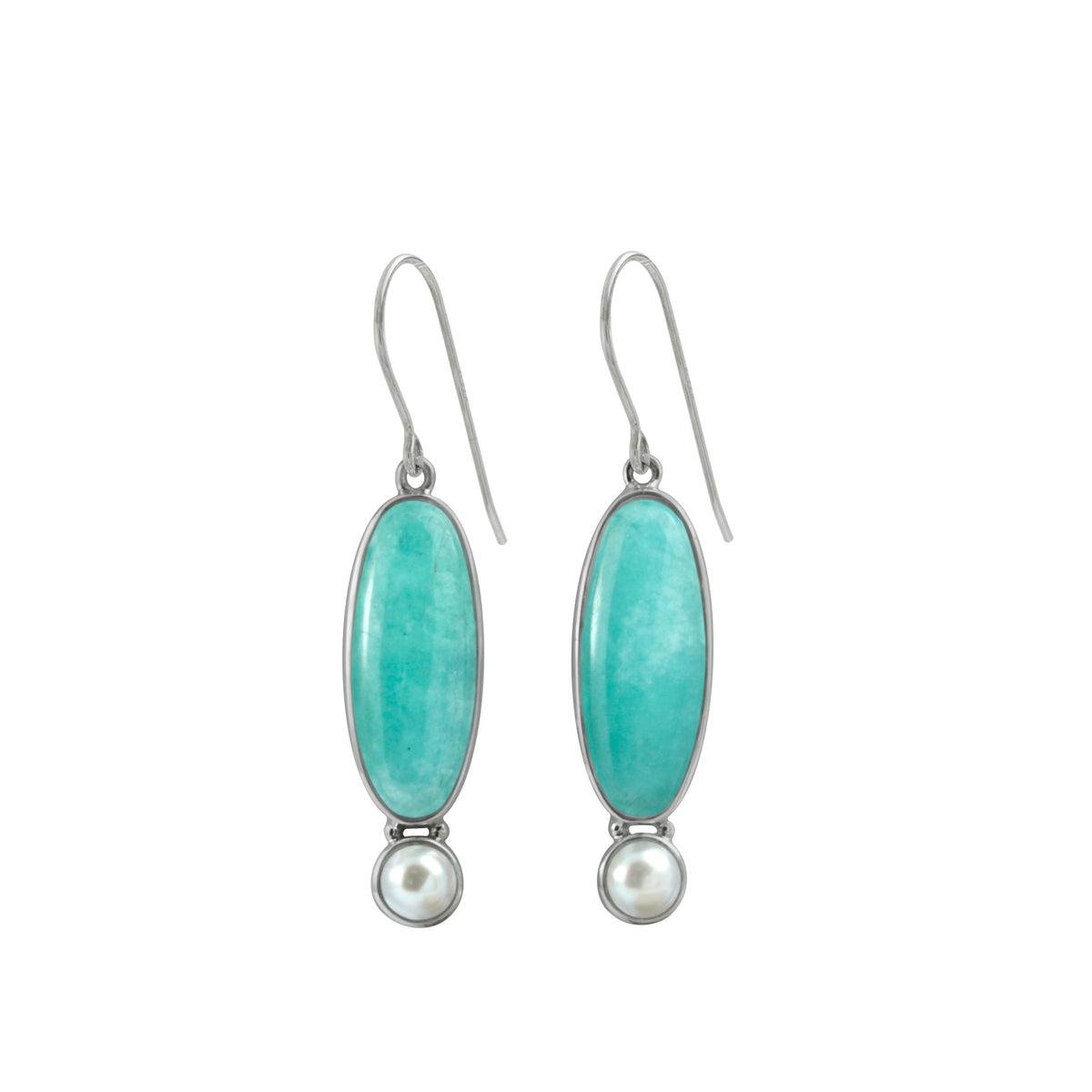 Simply elagant Amazonite and Pearl Silver  Earring.