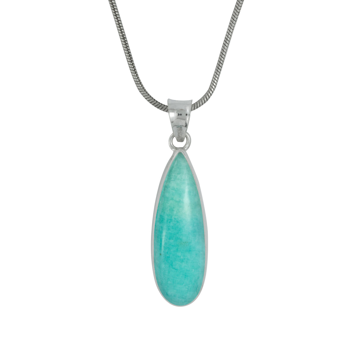 Silver Pendant With Amozonite Pear Stone