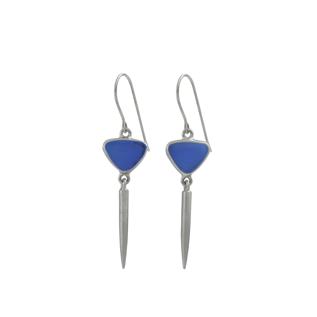 Contemporary Sea Glass Earring with Silver Spike