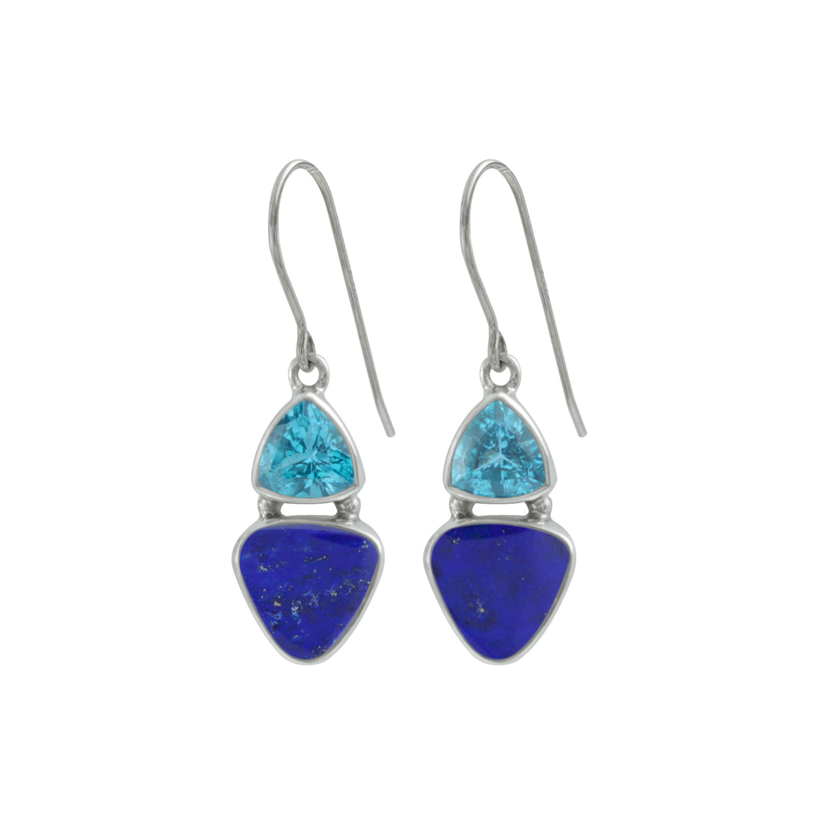 Silver Earring With Blue Topaz &amp; Lapis