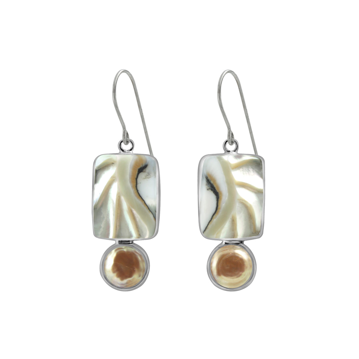 Shimmering Nautilus Shell Earring with Peach Pearl