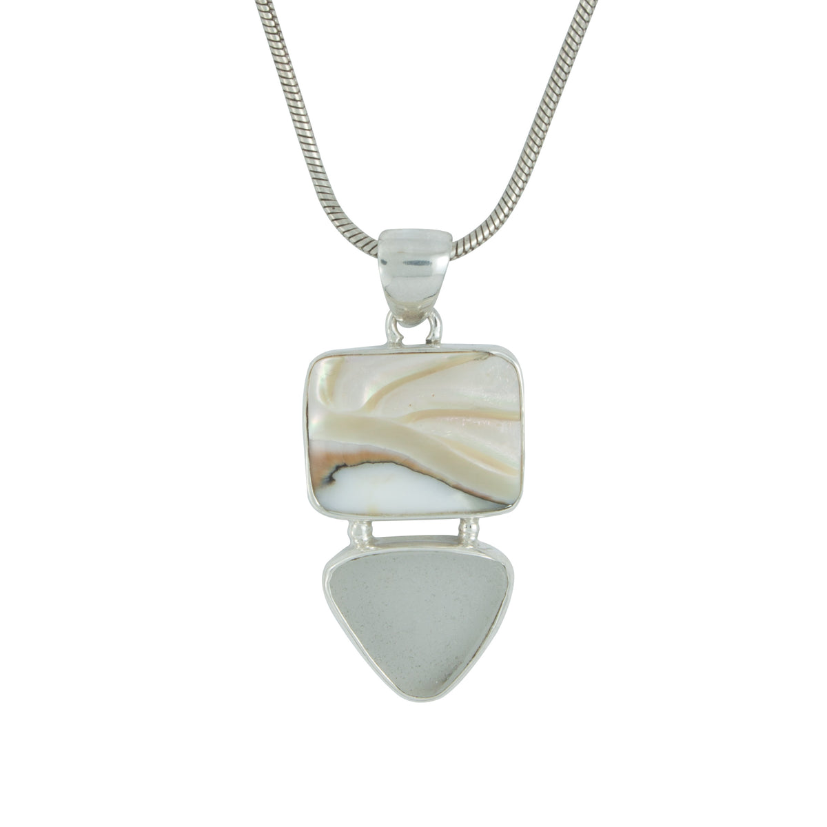Sunrise Pendant! Nautilus Shell and Genuine White Seaglass Pendant depicts the rising of the sun