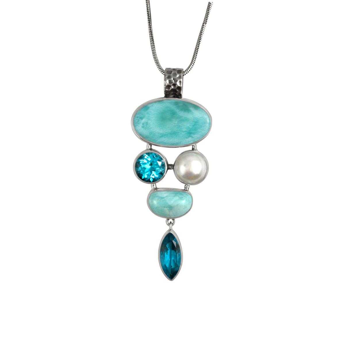 Stunning Larimar &amp; Blue Topaz Pendant