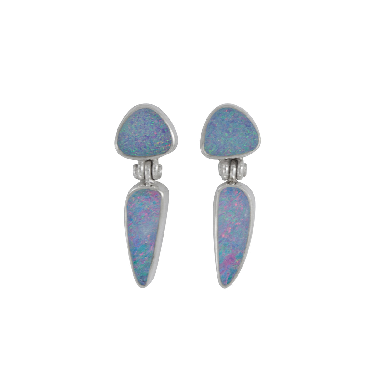 Silver Earring Stud With 2 Free Form Opal