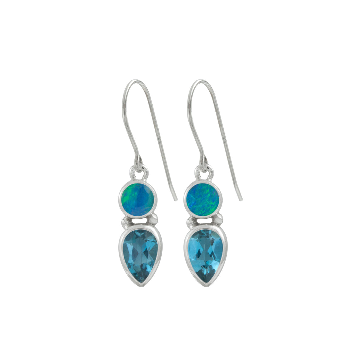 Gorgeous Australian Opal and Blue Topaz Earrings