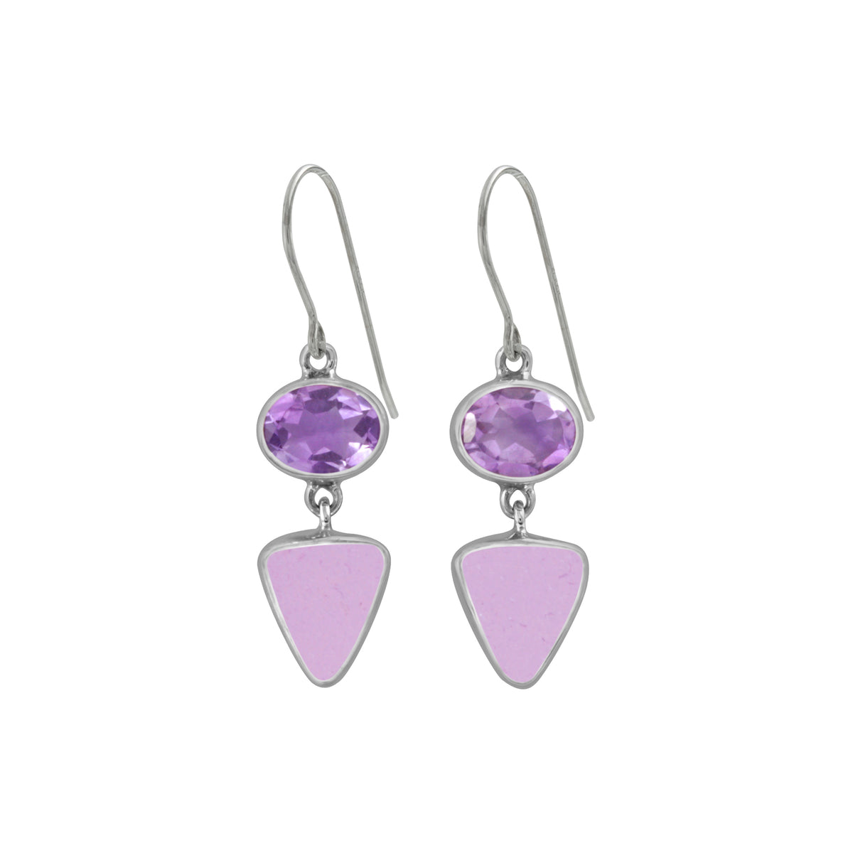 Amazing Amethyst and Lavender Sea  Glass Earrings