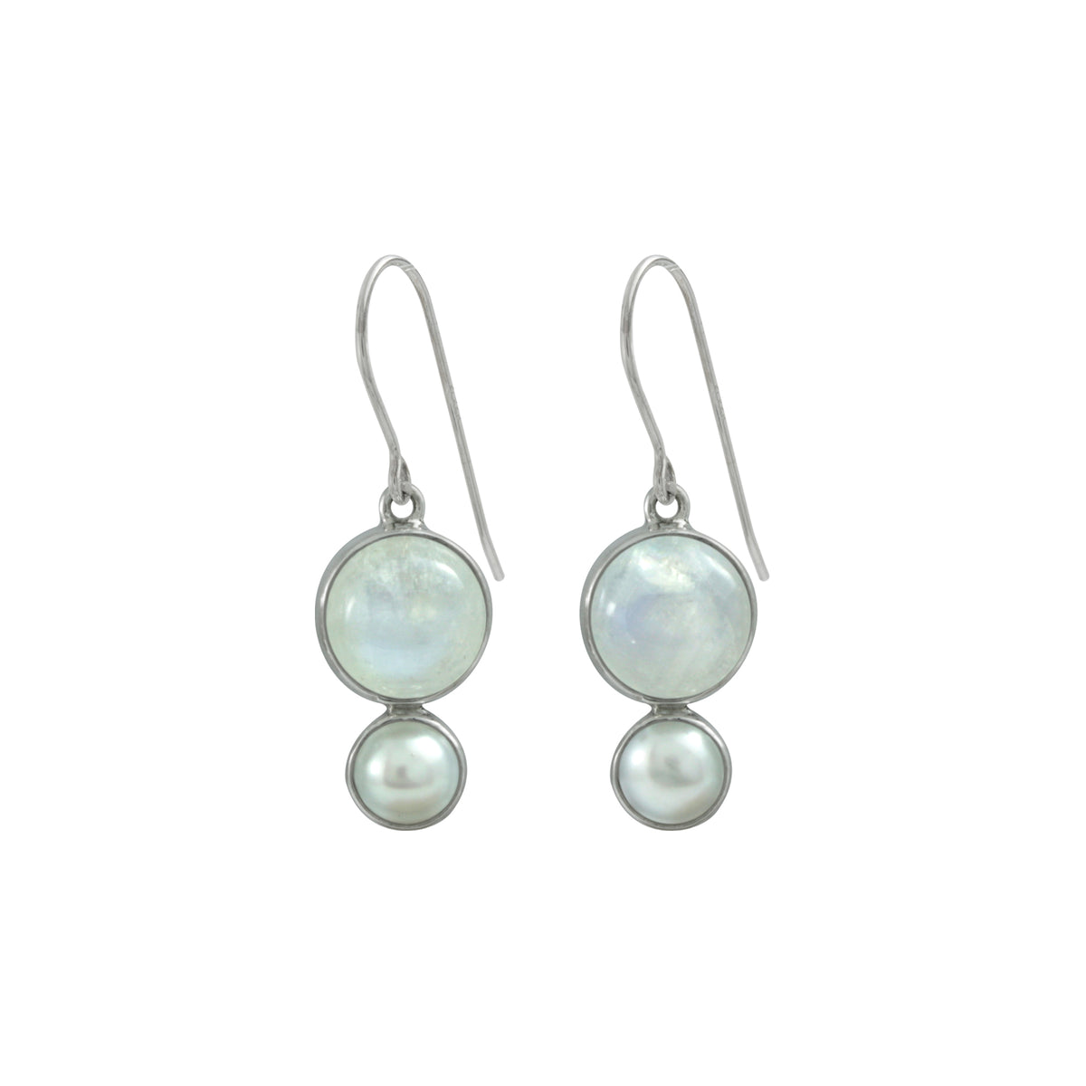 Rainbow Moonstone &amp; Pearl Earrings