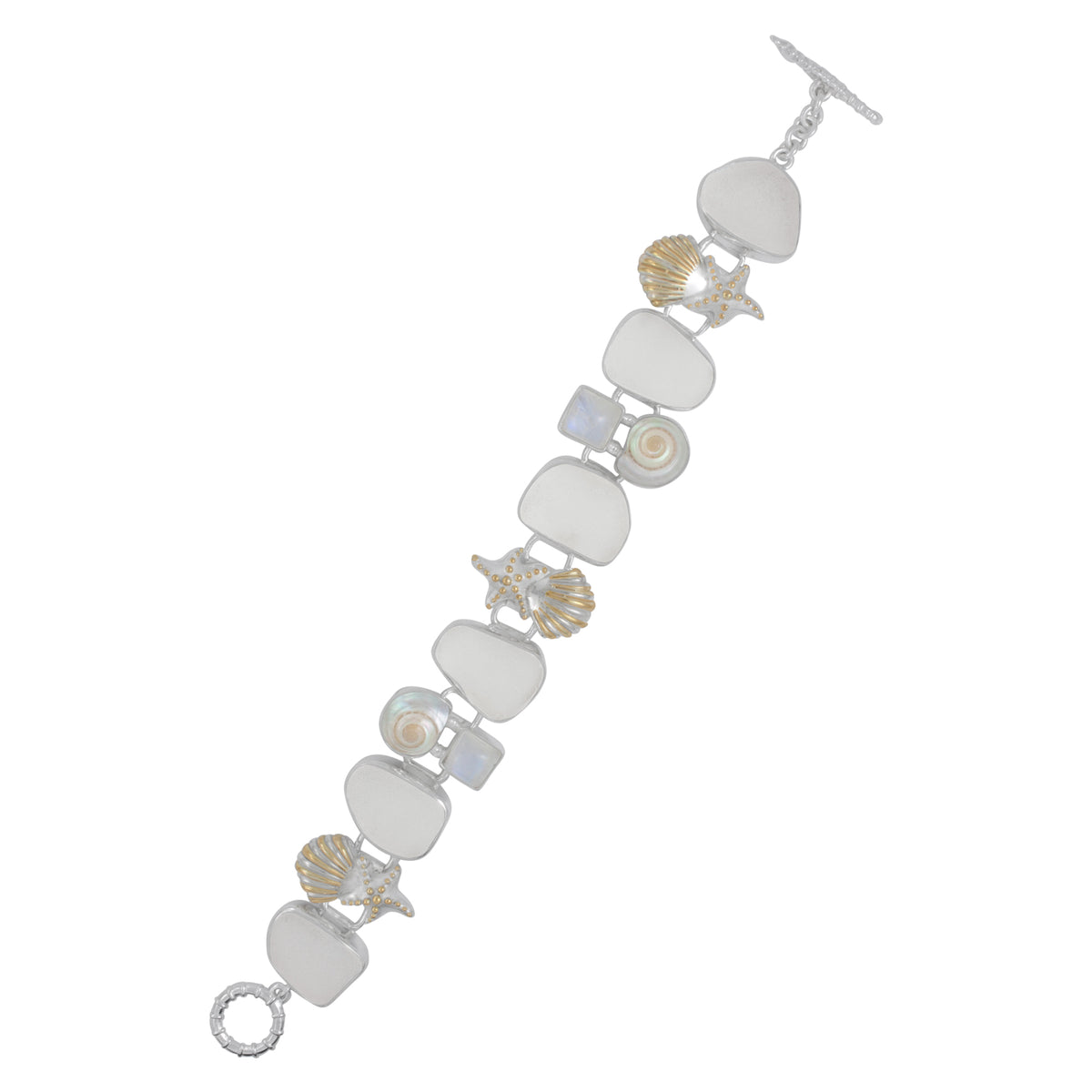 Gorgeous Moonstone and Sea Glass Bracelet