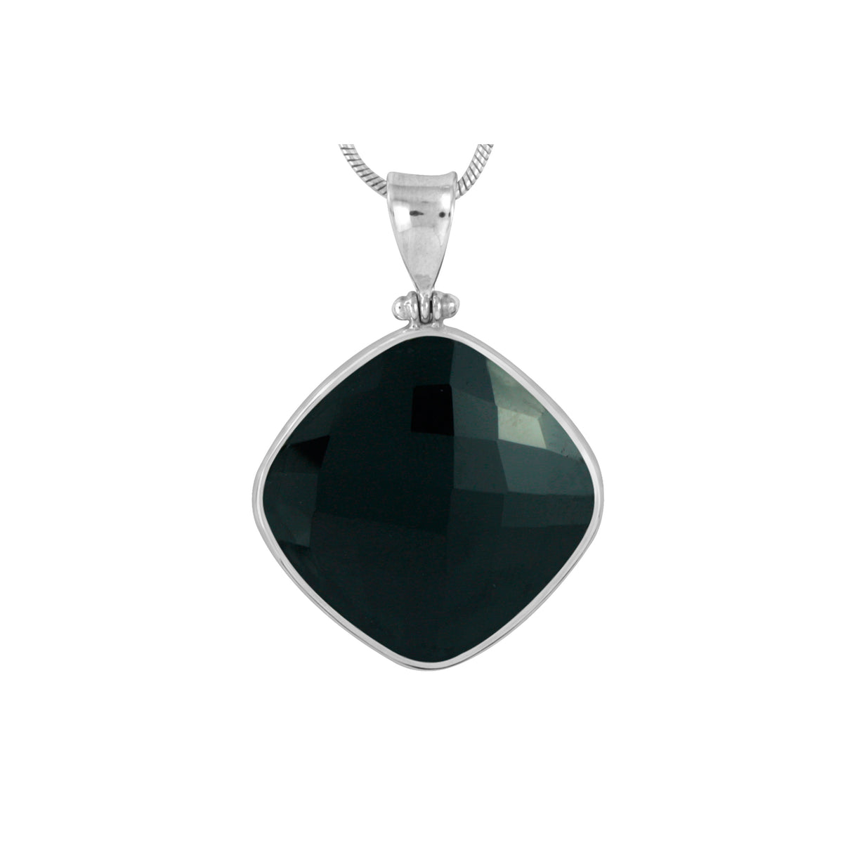 Simply Stunning Silver Pendant With Onyx Square Briolet