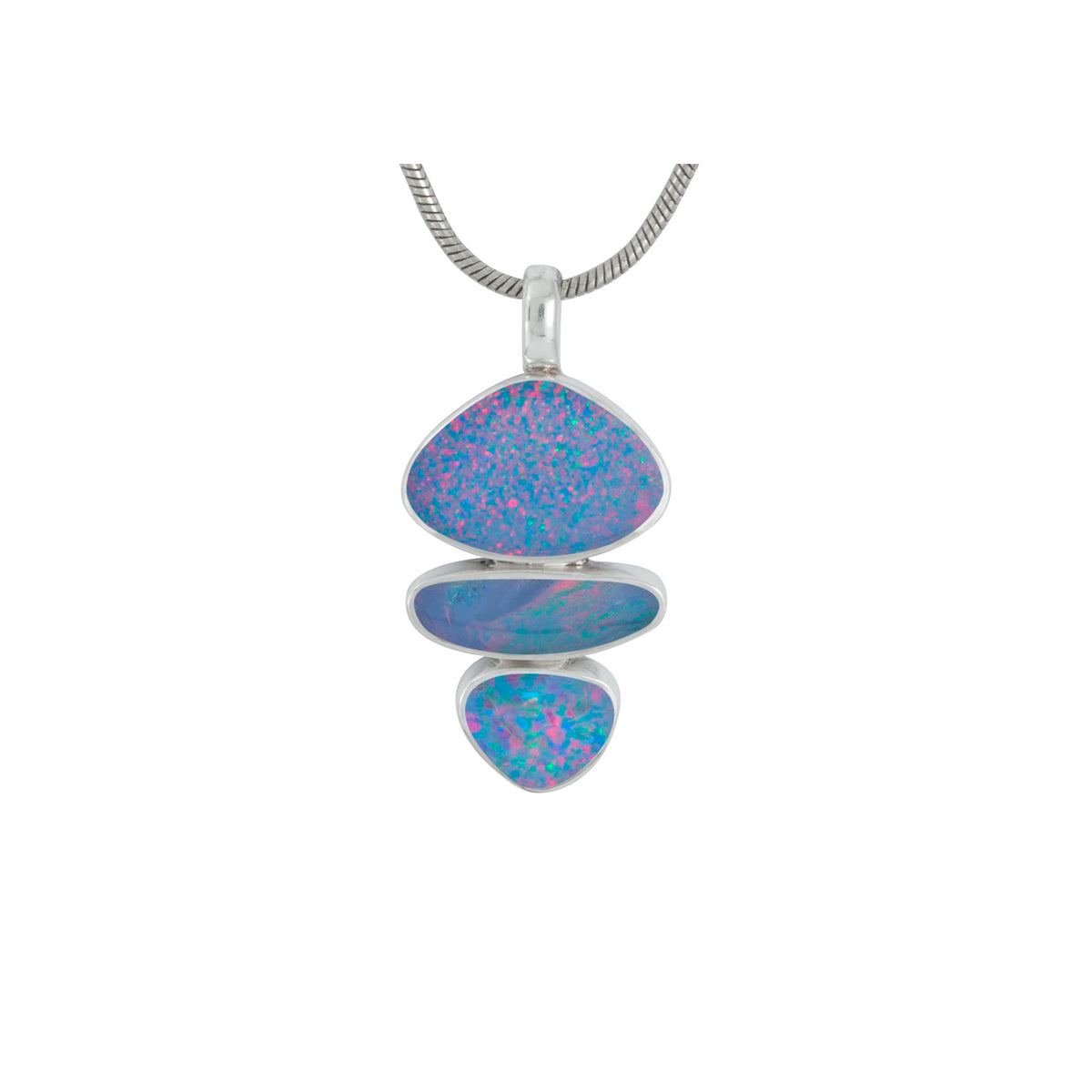 Silver Pendant With 3 Free Form Opal