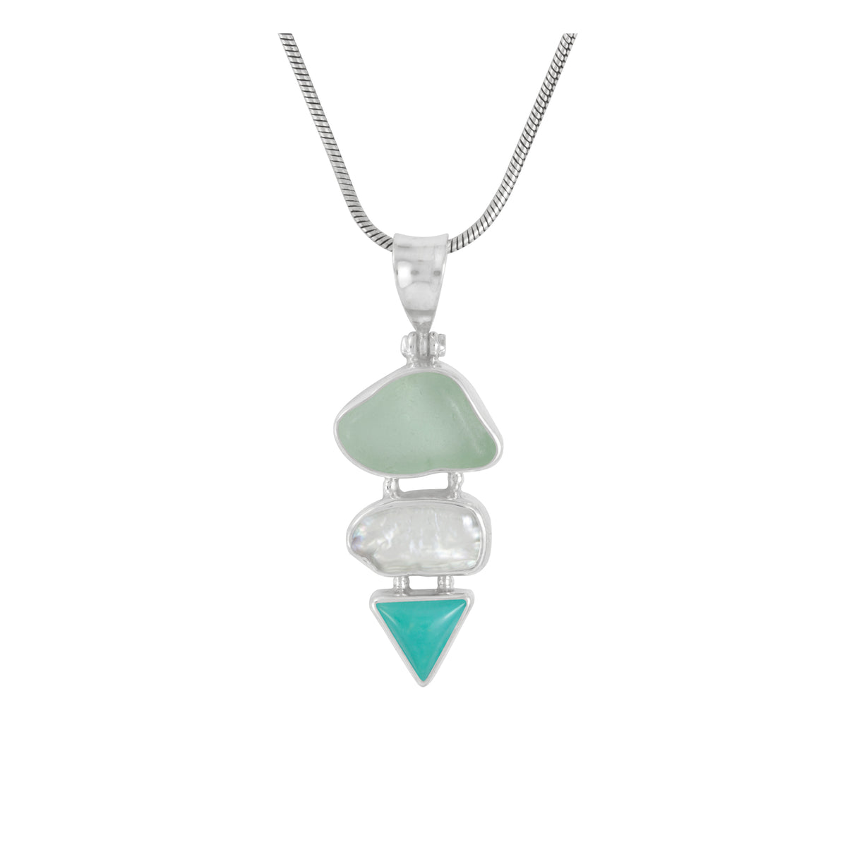 Turqoise and Aqua Sea Glass Pendant