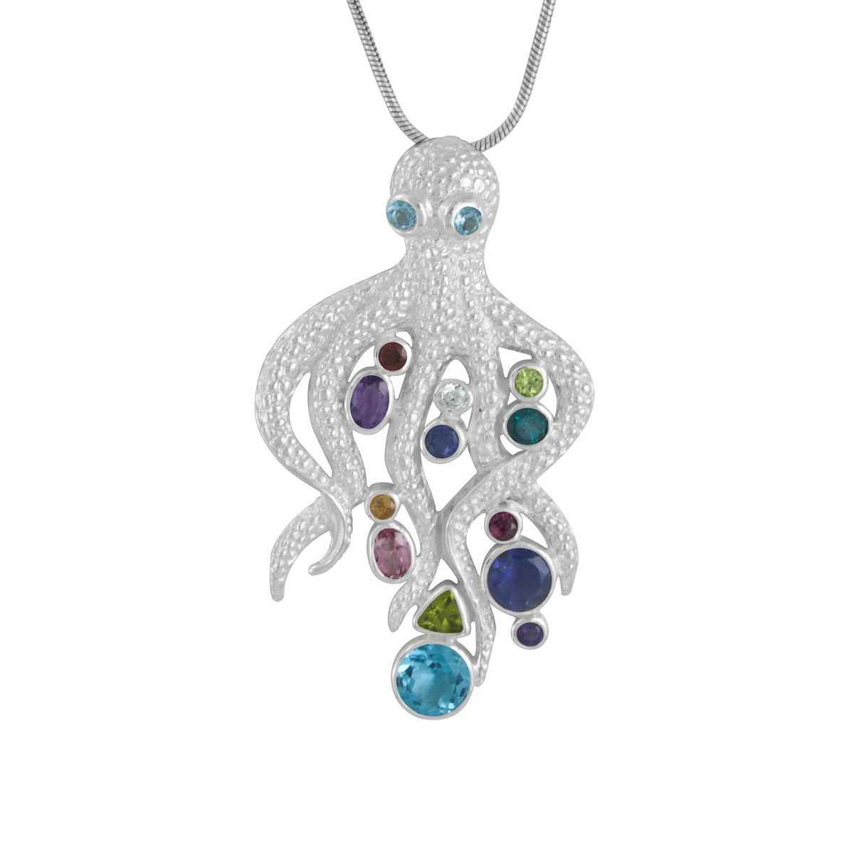 Exquisite Octopus Pendant with Cascading Gemstones