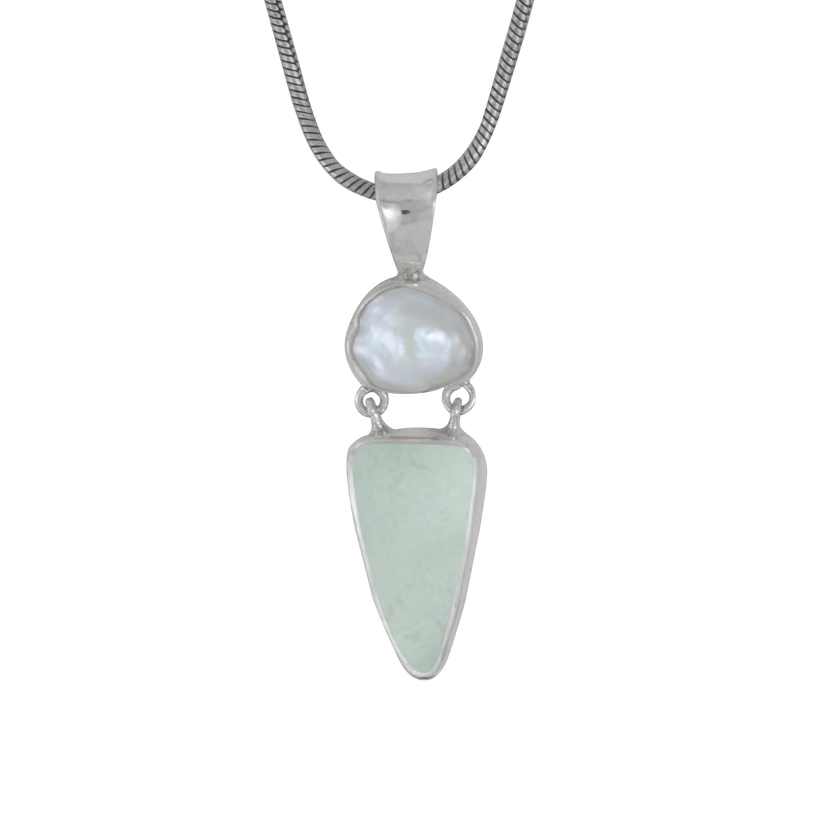 Beautiful Seaglass and Pearl Pendant