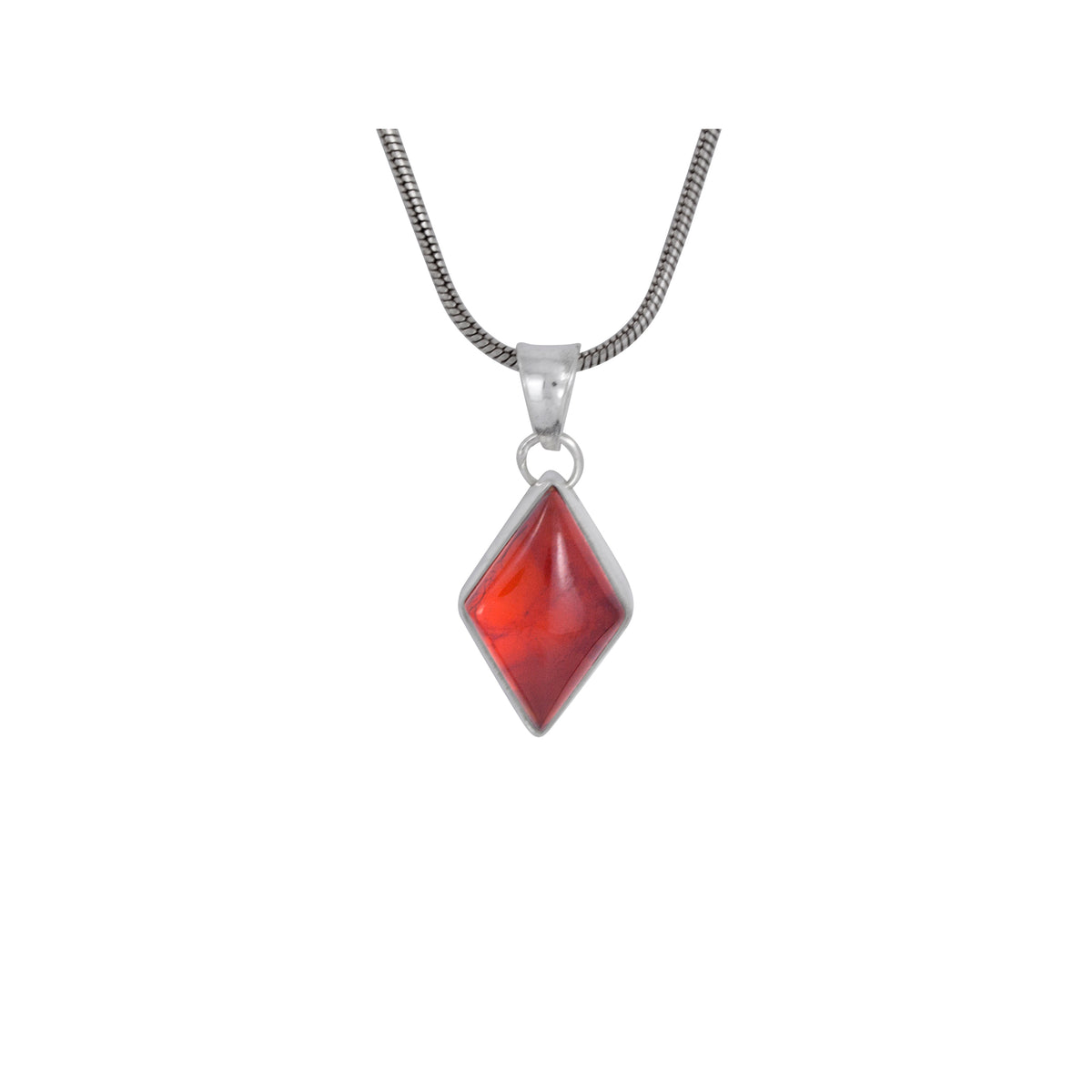 Silver Pendant With Amber Diaomond Stone