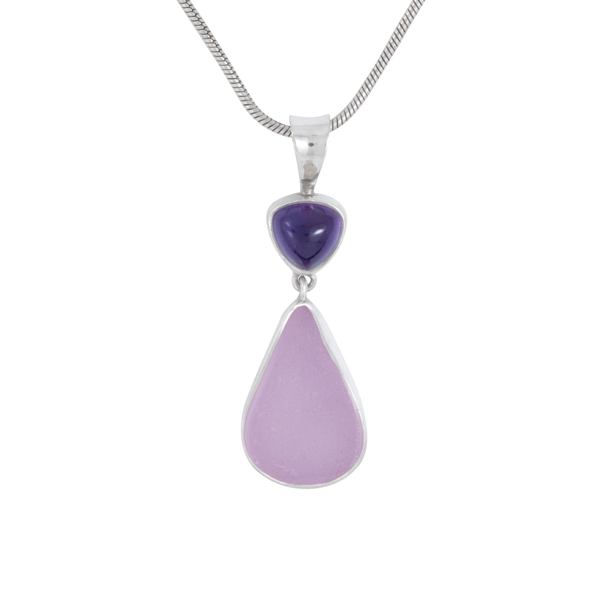 Gorgeous Lavander Seaglass Pendant with Amythyst