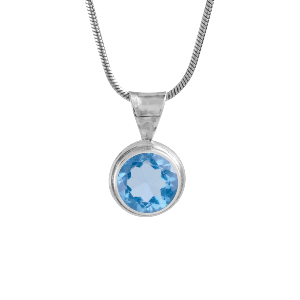 Silver Pendant With Amber Round Single Stone