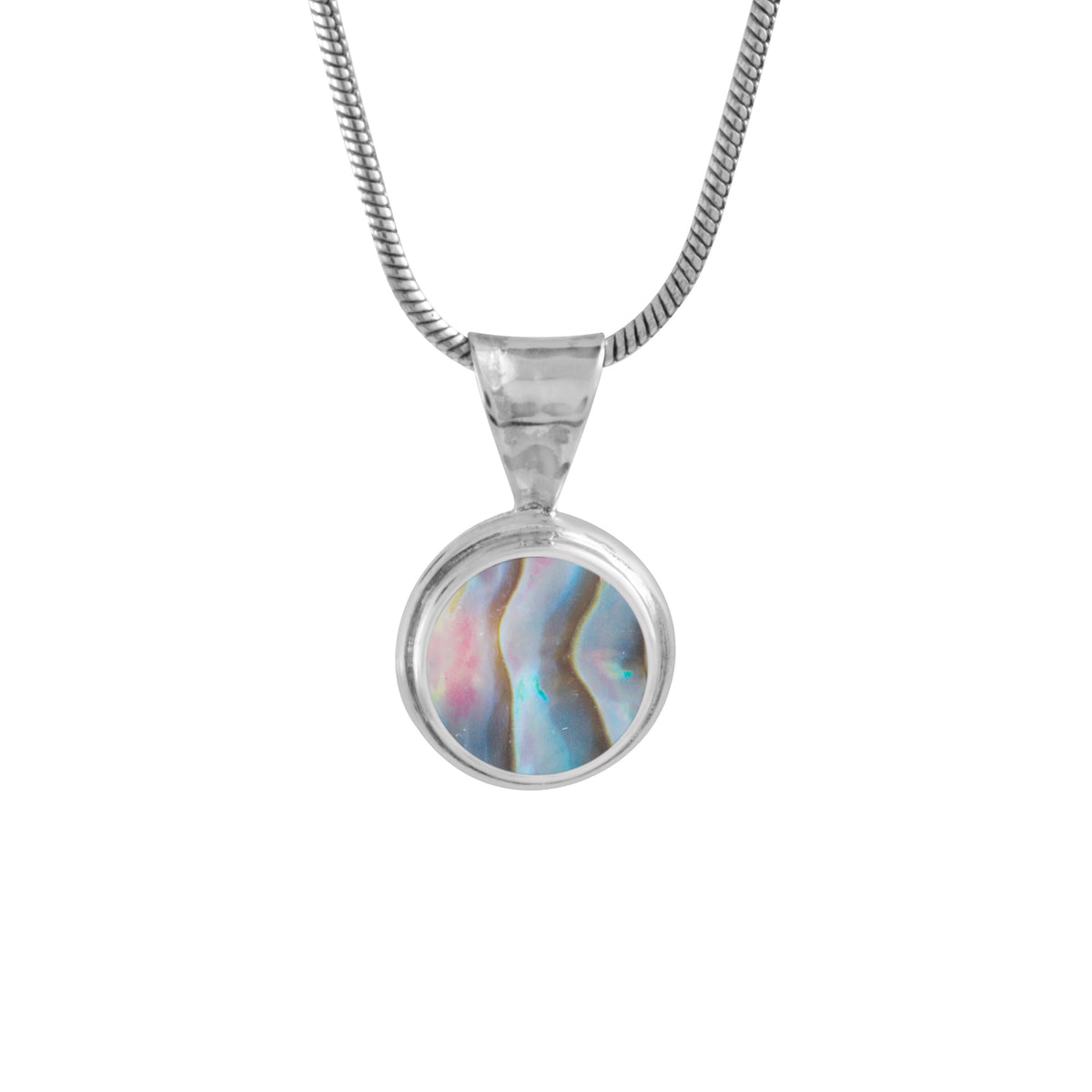 Silver Pendant With Amber Round Single Stone